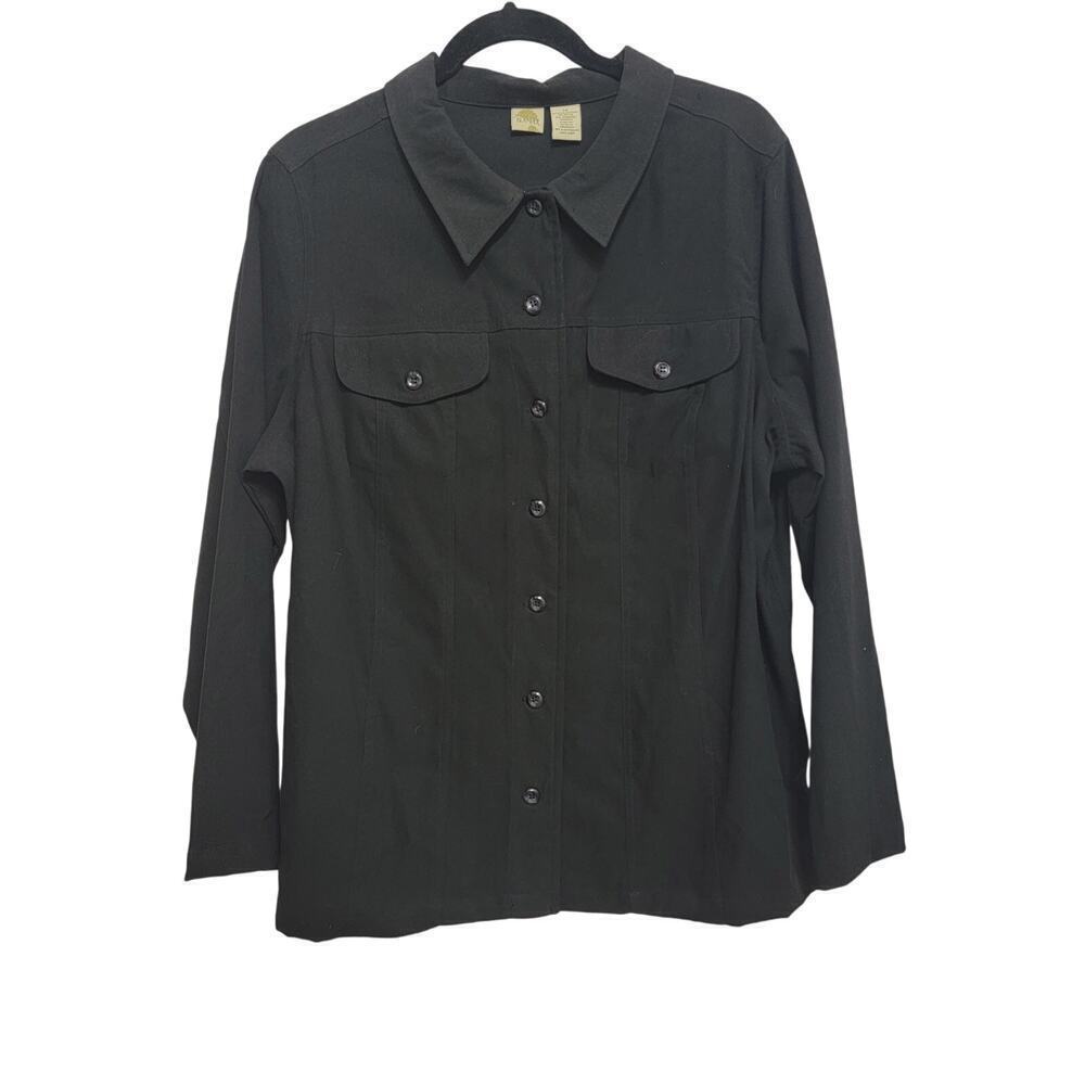 Islander Faux Suede Blouse Black Size 1X